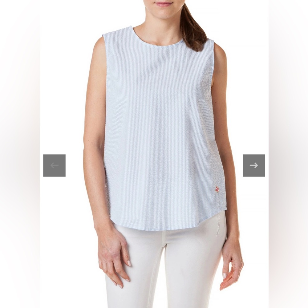 Castaway Nantucket Island SLEEVELESS TOP BLUE SEERSUCKER